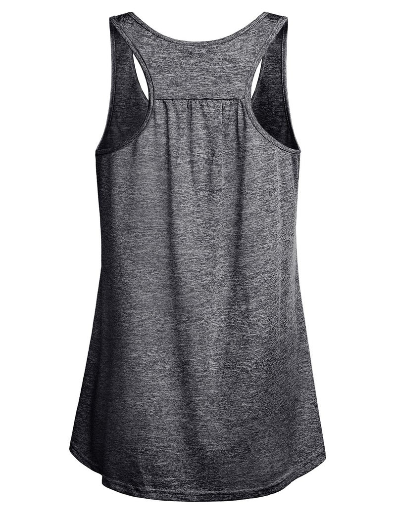 Miusey Sleeveless Tops for Women Ladies Loose Summer Cotton Casual Sports Flowy Cute Moisture Wicking Exercise Workout Racerback Tank Grey M - Image 2